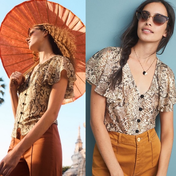 Anthropologie Tops - NWT Anthropologie Willow Snake Print Blouse Medium